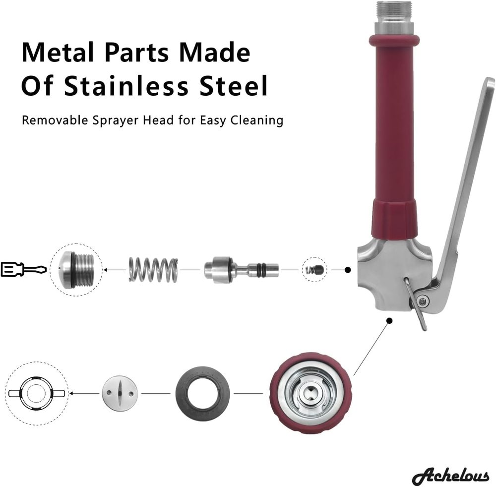 Exploded view of the spray head internals